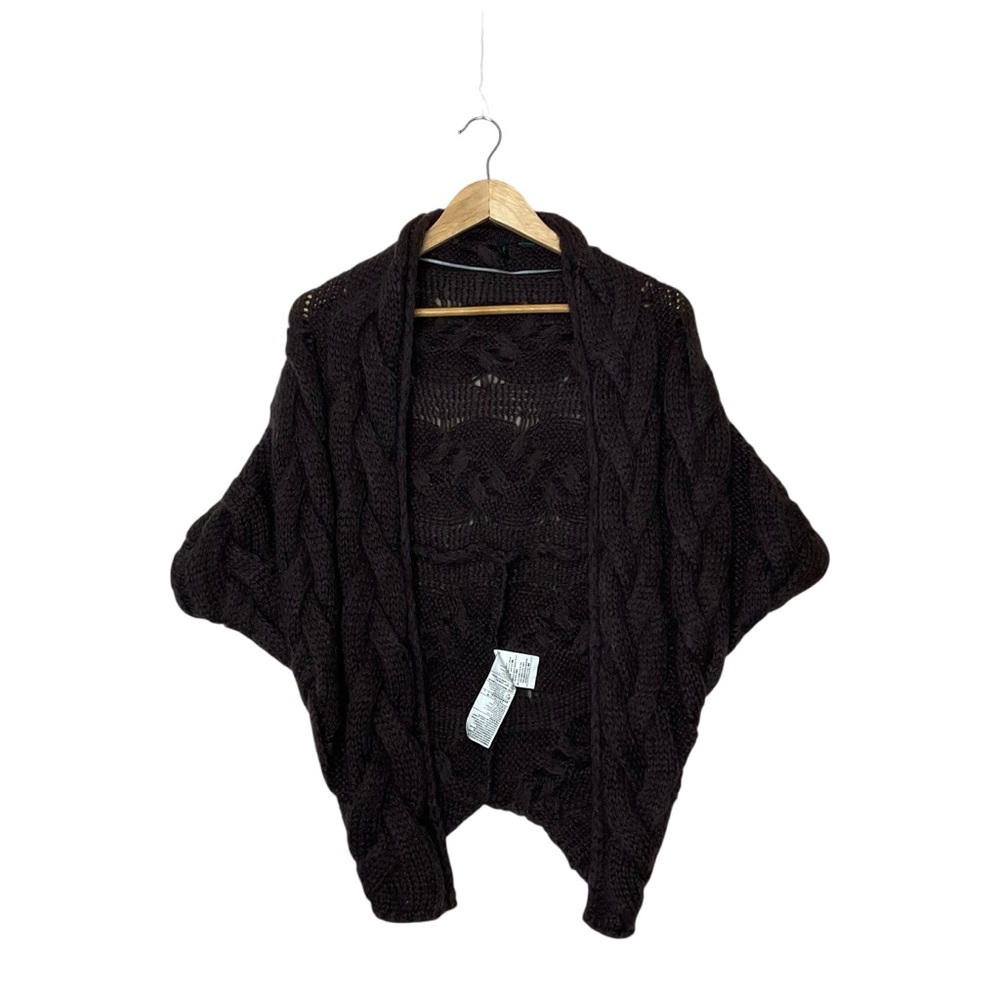 UNITED COLORS OF BENNETON sz OS Shrug Mohair Blend Knit Shirt Sleeves Brown